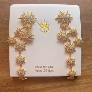 18K Goldplated & Crystal Multi-Star Drop Earrings